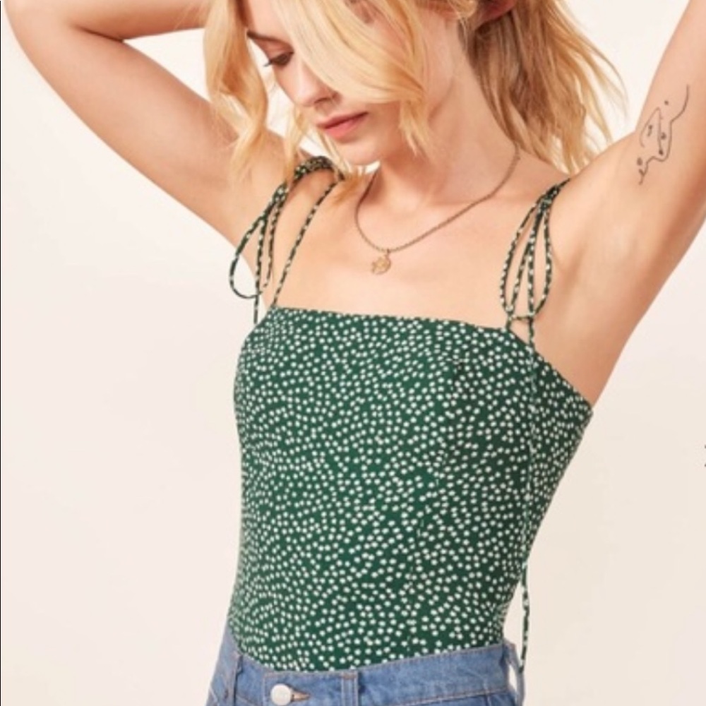 Reformation Size 2 Green Meyer Tank Top